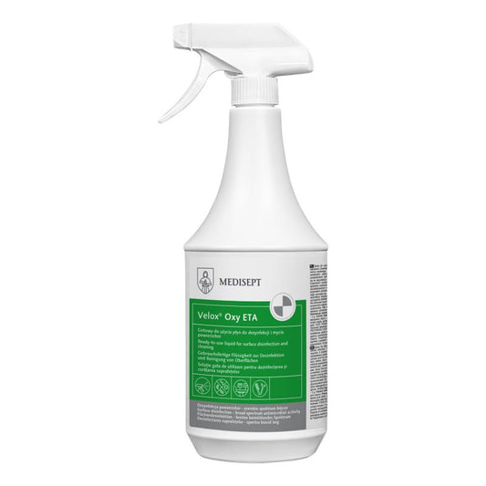 Velox Oxy ETA Desinfektionsspray - materialschonende Reinigung alkoholbeständiger Flächen - Med-Praxisbedarf