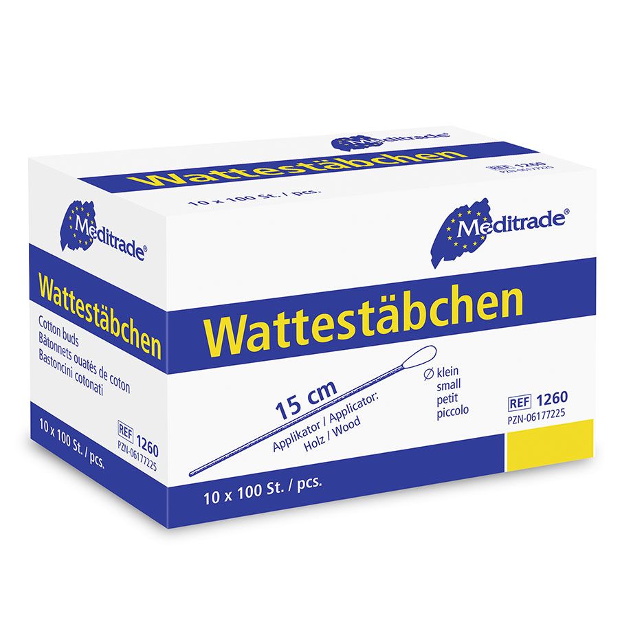 Wattestäbchen aus Holz mit kleinem Kopf - ca. 12 mm lang, praktische Helfer - Med-Praxisbedarf
