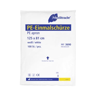 PE-Einmalschürze weiß im Beutel - Einweg-Schutz für pflegerische Tätigkeiten, einzeln verpackt - Med-Praxisbedarf