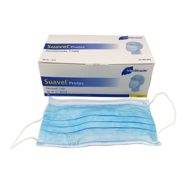 Meditrade Suavel Protec Mundschutz blau - OP-Maske mit elastischen Ohrschlaufen - Med-Praxisbedarf