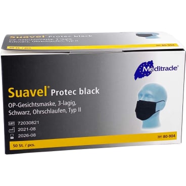OP-Maske Typ II schwarz - Einweg-Mundschutz, 3-lagig, Meditrade - Med-Praxisbedarf