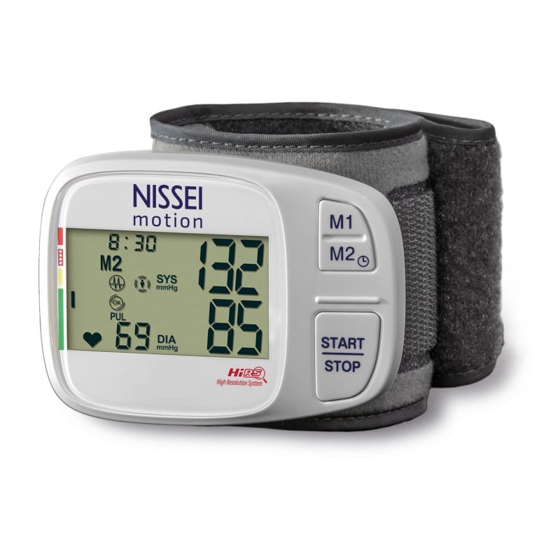 Nissei Motion Handgelenk-Blutdruckmessgerät - kompakt 6.4x8.8 cm, leicht und präzise - Med-Praxisbedarf
