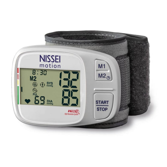 Nissei Motion Handgelenk-Blutdruckmessgerät - kompakt 6.4x8.8 cm, leicht und präzise - Med-Praxisbedarf