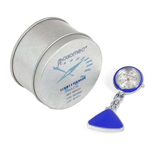 Schwesternuhr mit Clip in Silber - robuste Uhr für Pflegekräfte und Ärzte - Med-Praxisbedarf