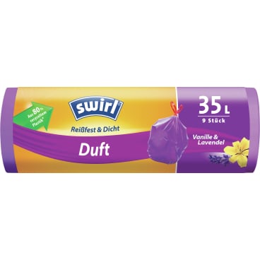 Müllbeutel 35 Liter reißfest Vanille-Lavendel Duft - Swirl für Medizinbereich - Med-Praxisbedarf
