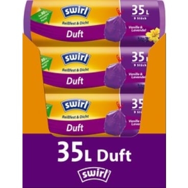 Swirl Duft Müllbeutel 35 Liter Vanille-Lavendel - reißfest für medizinische Einrichtungen - Med-Praxisbedarf
