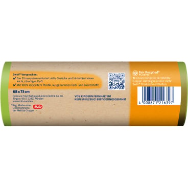 Großvolumiger Swirl Müllbeutel 60 Liter reißfest - mit Frische-Technologie für Hygiene - Med-Praxisbedarf