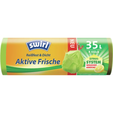 35-Liter Müllbeutel Swirl mit Aktiver Frische - reißfest für Praxen und Pflegeheime - Med-Praxisbedarf