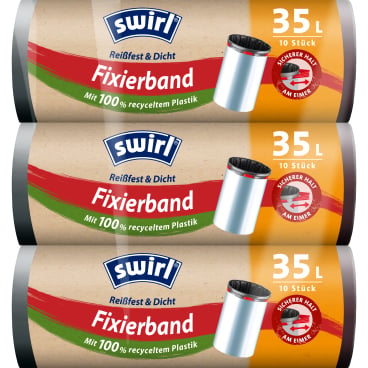 Reißfester Müllbeutel 35 Liter mit Fixierband - Swirl Rolle für klinischen Einsatz - Med-Praxisbedarf
