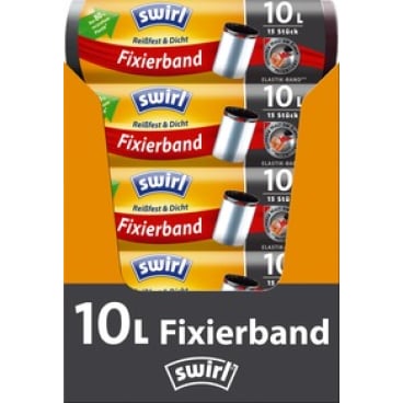 Swirl Müllbeutel reißfest mit Fixierband 10 Liter - für kleine Mülleimer in Behandlungsräumen - Med-Praxisbedarf