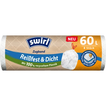 Swirl Müllbeutel Zugband 60 Liter - reißfest, dicht, für Klinik und Praxis - Med-Praxisbedarf