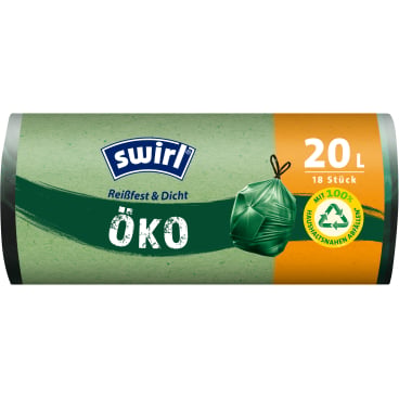 Swirl Öko Müllbeutel 20 Liter - reißfest, aus 95% Recyclingmaterial - Med-Praxisbedarf