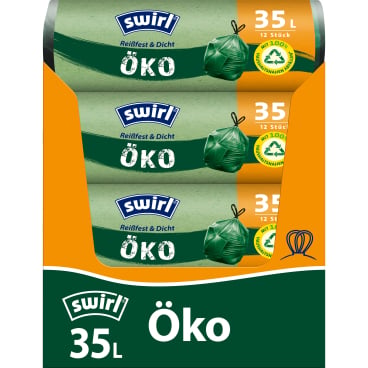 Swirl Recycling Müllsack 35 Liter - grüne Verpackung, nachhaltiger Praxisbedarf - Med-Praxisbedarf