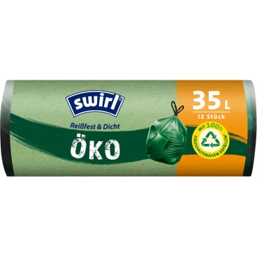 Swirl Öko Müllbeutel 35 Liter - reißfeste Müllsäcke, 95% Recyclinganteil - Med-Praxisbedarf
