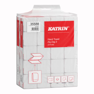 KATRIN V-Falz Falthandtücher Zick Zack 200 Blatt - Handy Pack für Arztpraxen und Kliniken - Med-Praxisbedarf
