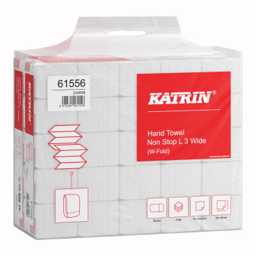 KATRIN W-Falz Falthandtücher Non Stop L Wide 90 Blatt - saugstarke Papierhandtücher im Handy Pack - Med-Praxisbedarf