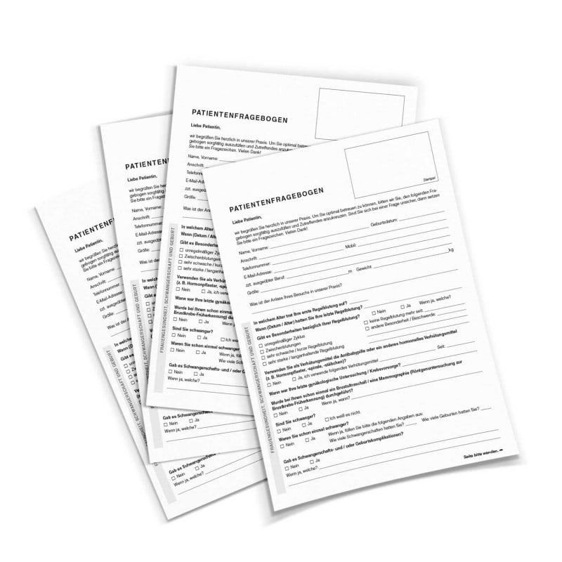 Anamnesebogen zur Patientenaufnahme - Formular für die tägliche Arbeit in medizinischen Einrichtungen - Med-Praxisbedarf