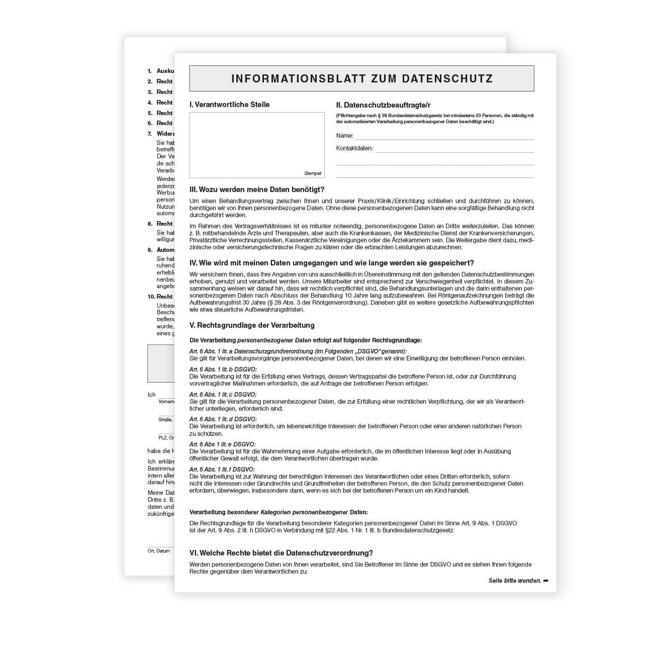 Formular Einverständniserklärung Datenschutz - zur Dokumentation in Arztpraxis oder Klinik - Med-Praxisbedarf