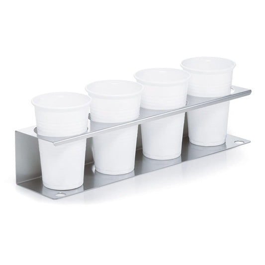 Becherhalter für Probenbecher aus Edelstahl - 320 x 70 mm, für Labor und Praxis - Med-Praxisbedarf
