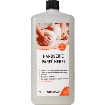 Handseife Parfümfrei NOVADUR - Flasche mit geruchloser Waschlösung für sensible Bereiche - Med-Praxisbedarf