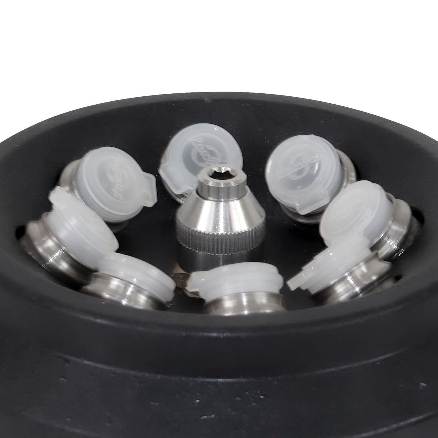 iFuge L400P mit geöffnetem Deckel - zeigt Rotoraufnahme für verschiedene Adapter - Med-Praxisbedarf