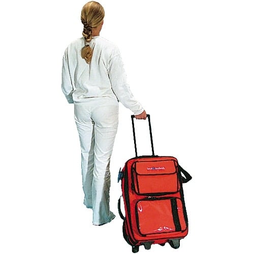 Notfall-Trolley getragen als Rucksack - praktischer Transport von Notfallausrüstung - Med-Praxisbedarf