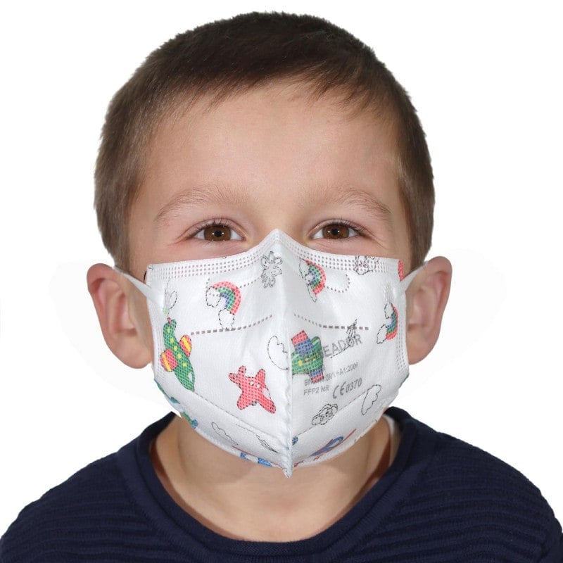 Bunte FFP2 Maske für Kinder - Motiv Blume, bunter Atemschutz für Kleinkinder - Med-Praxisbedarf
