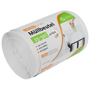 Müllbeutel 23-30 Liter grünes Zugband DEISS FOR YOU - schmaler Hochformbeutel für Brabantia, HDPE - Med-Praxisbedarf