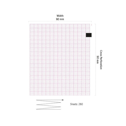 EKG Papier für GE MAC 600/400 - 80x90 mm, Diagramm Halbach, Thermo-Registrierpapier - Med-Praxisbedarf