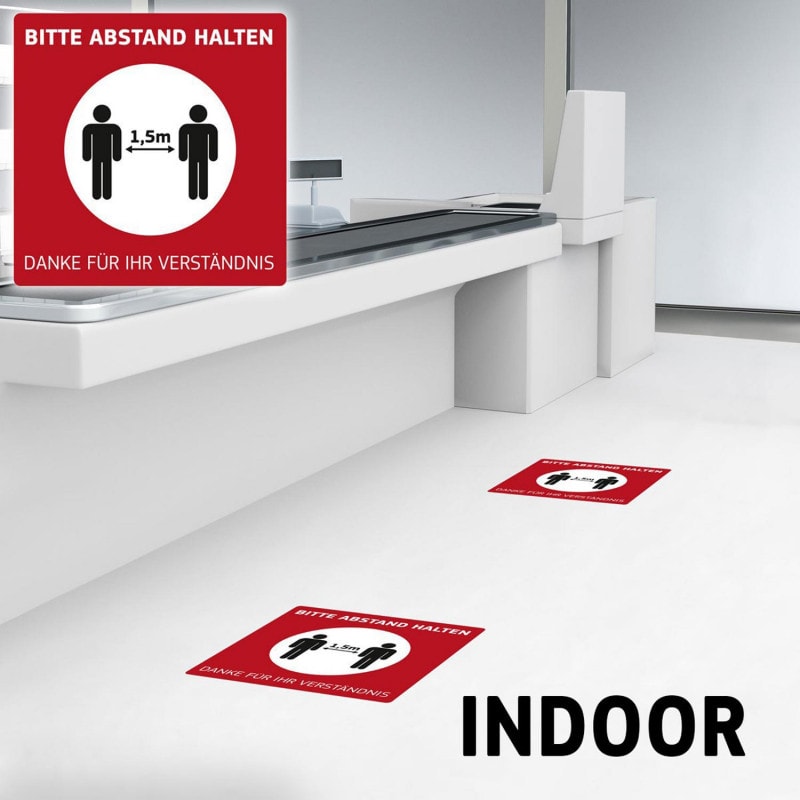 Fußbodenaufkleber Indoor - Klebematte zur Abstandskennzeichnung, rutschfest - Med-Praxisbedarf