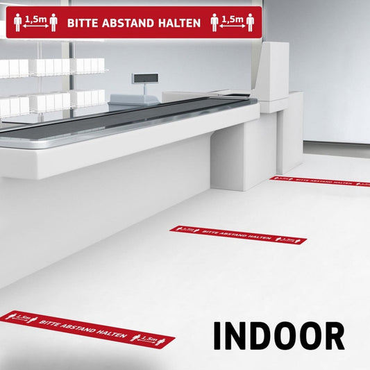 Fußbodenaufkleber Indoor - Abstandsmarkierung für Wartebereich, 1,5 Meter - Med-Praxisbedarf