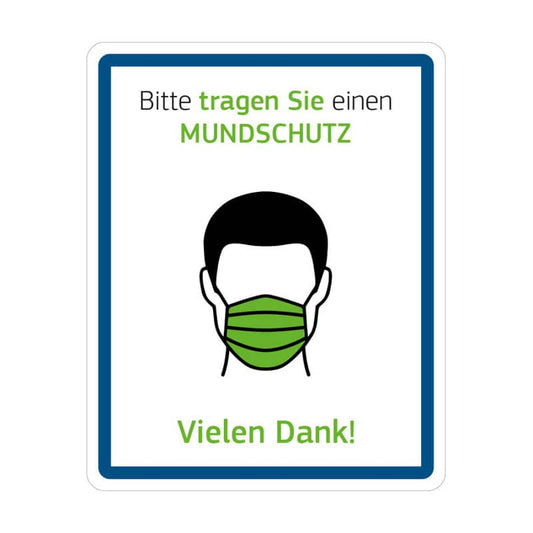 Hinweisschild Bitte Mundschutz tragen - Für Praxen und Kliniken, mit Piktogramm - Med-Praxisbedarf