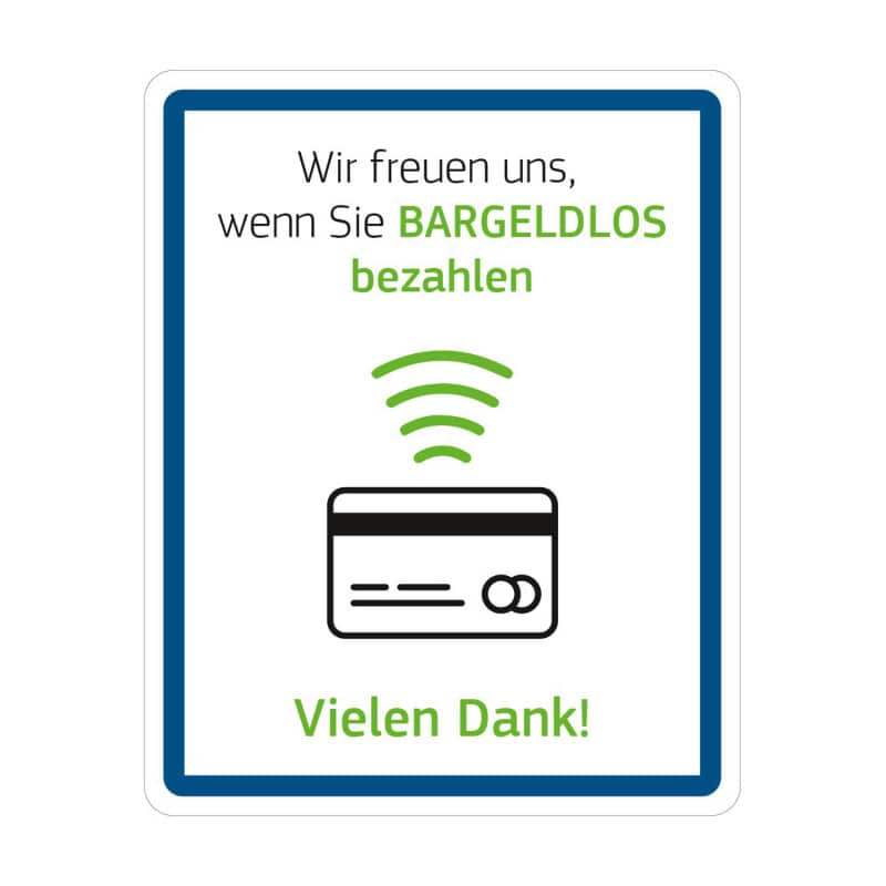 Hygiene Hinweis Bargeldlos zahlen - Aufkleber oder Schild für Praxen - Med-Praxisbedarf