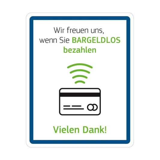 Hygiene Hinweis Bargeldlos zahlen - Aufkleber oder Schild für Praxen - Med-Praxisbedarf