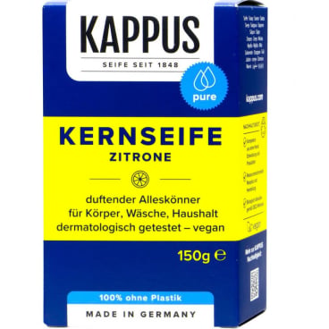 Kappus Kernseife Zitrone 150 g - vegane Stückseife mit frischem Duft für Praxis und Klinik - Med-Praxisbedarf