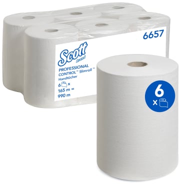 SCOTT Slimroll Handtuchrolle weiß 20 cm x 165 m - Kimberly-Clark Papierhandtuchrolle für Waschräume - Med-Praxisbedarf