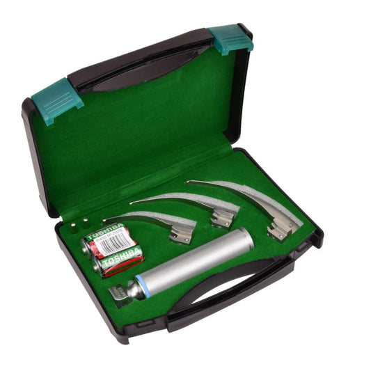 LED-Laryngoskop Set mit Macintosh-Spateln - Handgriff und Spatel Größe 1, 2, 3 für Intubation - Med-Praxisbedarf