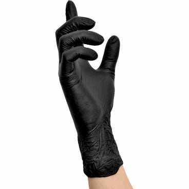 Nitril Einmalhandschuhe schwarz NITRAS BLACK WAVE - latexfrei, anatomische Passform - Med-Praxisbedarf