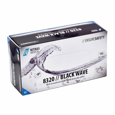 NITRAS BLACK WAVE Nitrilhandschuhe schwarz - Einmalhandschuhe für medizinischen Einsatz - Med-Praxisbedarf