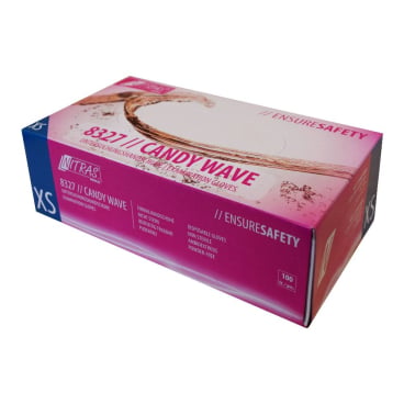 Nitril Einmalhandschuhe NITRAS CANDY WAVE in Magenta - gepudert, CE-zertifiziert für medizinische Einrichtungen - Med-Prax...
