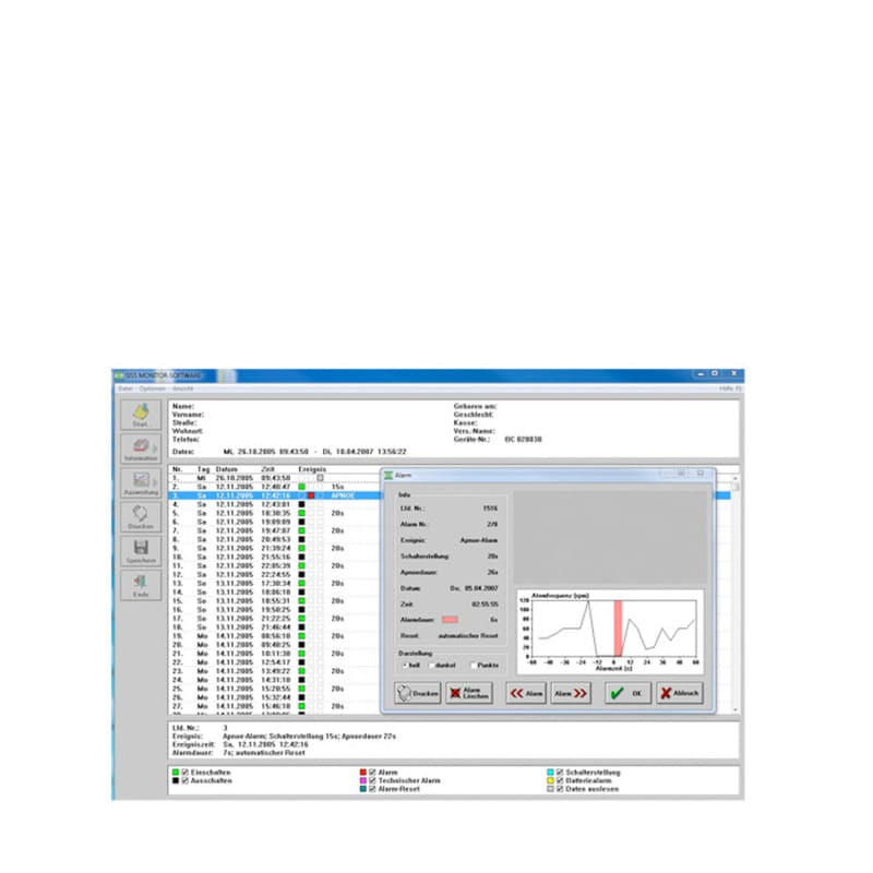 PC-Software für SISS Babycontrol - Auslesen und Auswerten von Überwachungsdaten - Med-Praxisbedarf
