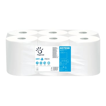 Papernet Dry Tech Autocut Handtuchrolle 2-lagig - Hohe Saugkraft für den täglichen Bedarf - Med-Praxisbedarf