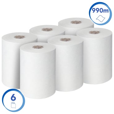 SCOTT Slimroll Rollenhandtücher 1-lagig - Weiß, für hygienische Händetrocknung - Med-Praxisbedarf