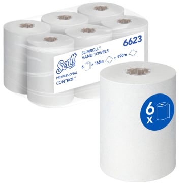 SCOTT Control Slimroll Rollenhandtücher 1-lagig - praktische Spenderrolle für Arztpraxen und Kliniken - Med-Praxisbedarf