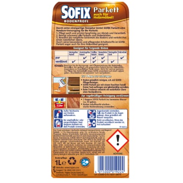 SOFIX Parkett Bodenpflege Flasche - Gebrauchsfertiger Reiniger, Sprühflasche, für Parkett und Dielen - Med-Praxisbedarf