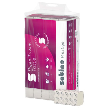 Satino Prestige Handtuchpapier im W-Falz - 3-lagiges Papierhandtuch für professionellen Bedarf - Med-Praxisbedarf