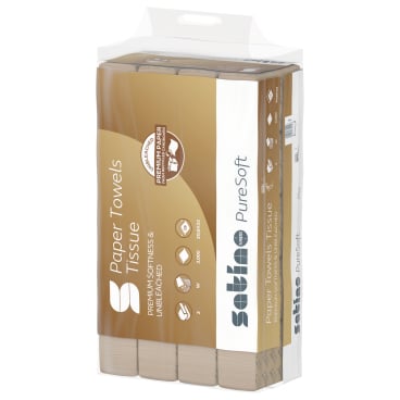 Satino PureSoft Handtuchpapier in W-Falz - ungebleichtes Papier für PT2-kompatible Spendersysteme - Med-Praxisbedarf