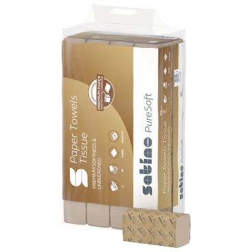 Satino PureSoft Handtuchpapier W-Falz - 2-lagig, ungebleicht, für PT2-Spender - Med-Praxisbedarf