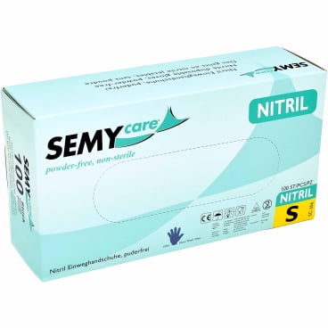 SemyCare Nitril Einweghandschuhe blau - Größe M, Box mit 100 Stück - Med-Praxisbedarf
