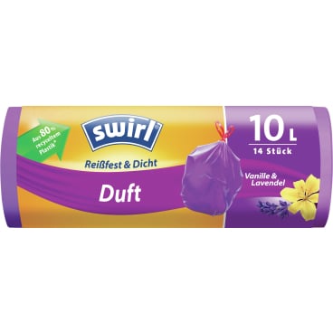 Swirl Duft Müllbeutel 10 Liter Vanille-Lavendel - reißfest für Arztpraxen und Pflege - Med-Praxisbedarf